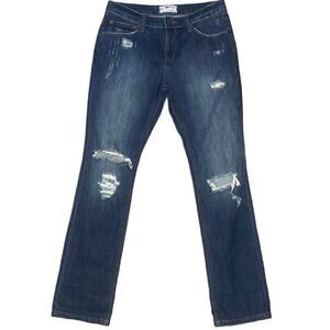 Free People Distressed Mid Rise Bootcut Boyfriend Denim Jeans Size 28